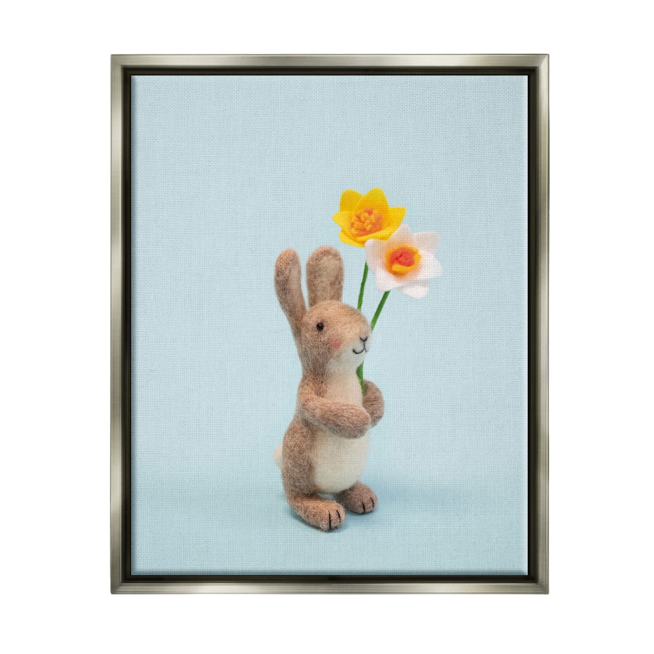 Stupell Industries Spring Bunny Floral Daffodils Floater Framed Art